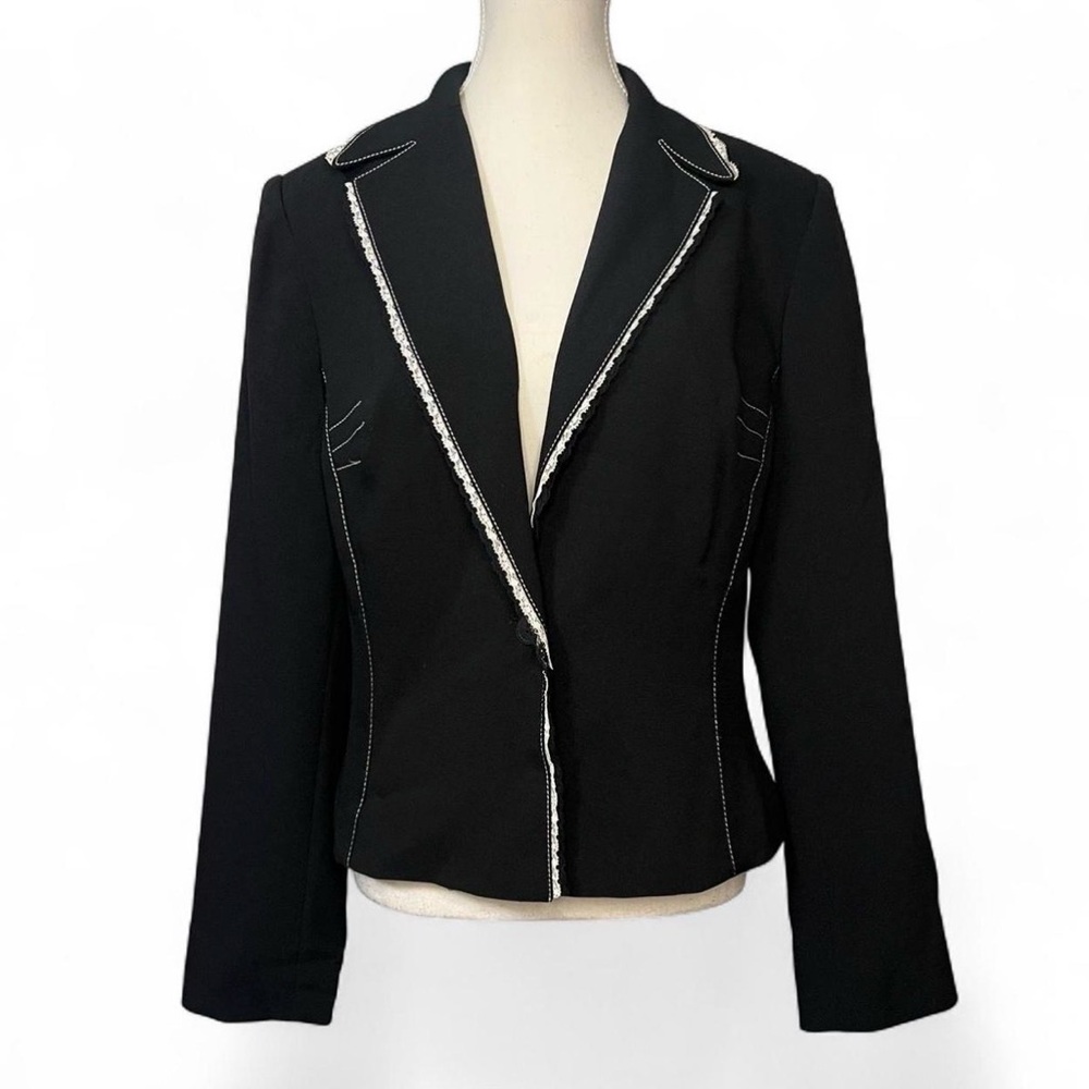 Alberto Makali Black Blazer with‎ White Accents Size 12
